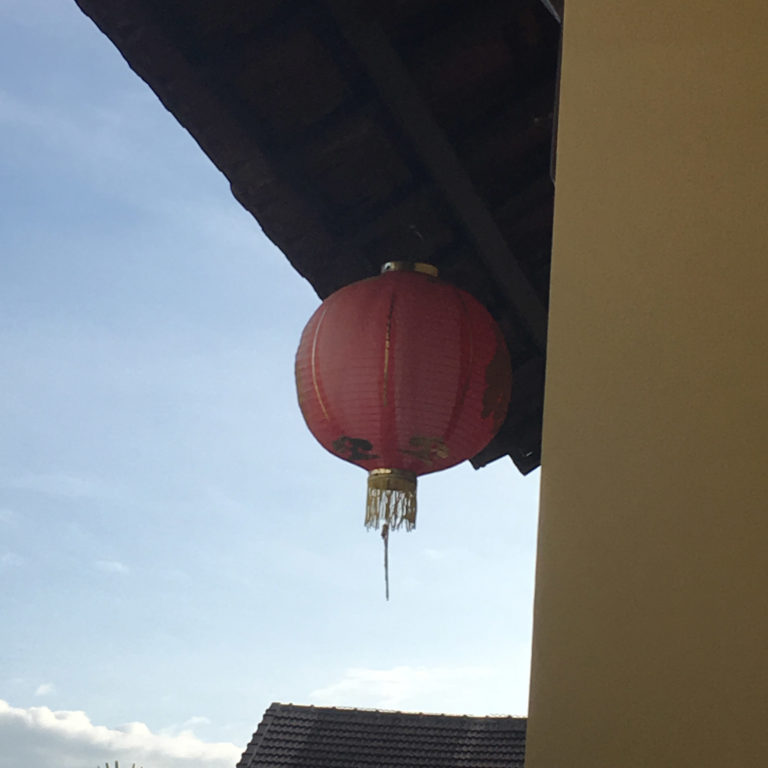 Hoi An lantern hainging from the rooftop of the Hoi An Holiday Villa